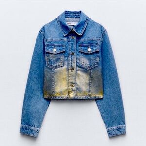 Zara1975 Cropped Metallic Denim Jacket